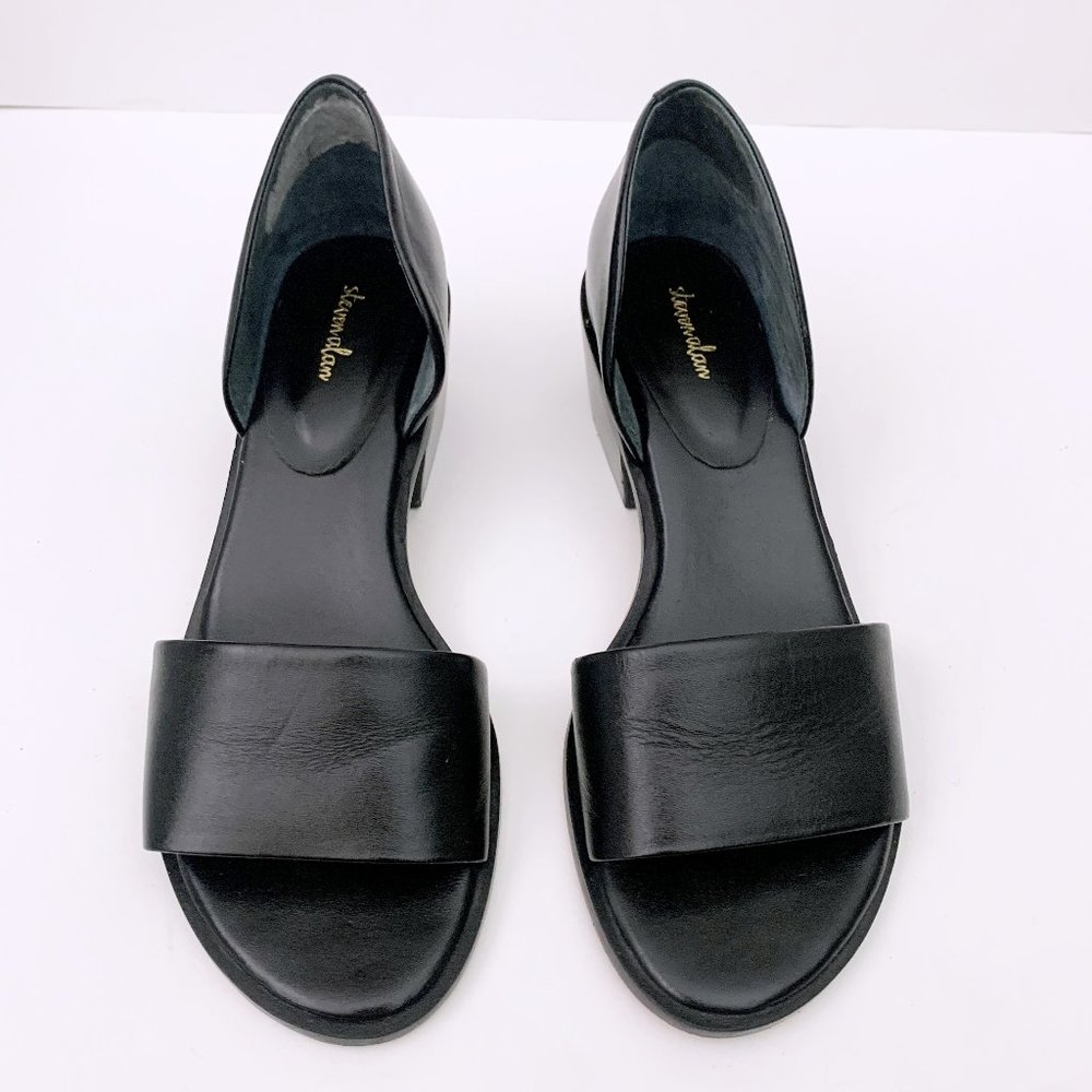 Steven Alan Wander Black Leather D'Orsay Block Heel Sandal